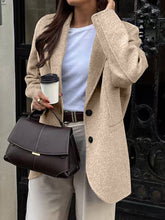 Aurohaya Women's Oversized Wool-Look Blazer Buttoned Long Sleeve Casual Autumn Coat Jacket